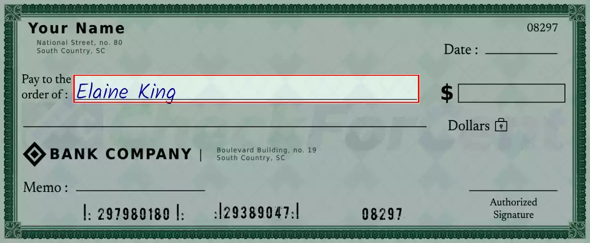 Write the payee’s name on the 157 dollar check