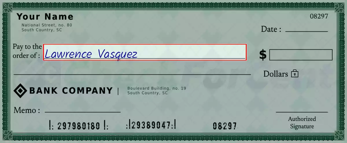 Write the payee’s name on the 161 dollar check