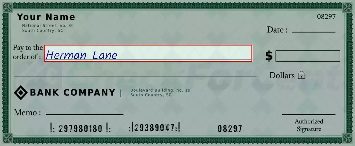 Write the payee’s name on the 1730 dollar check