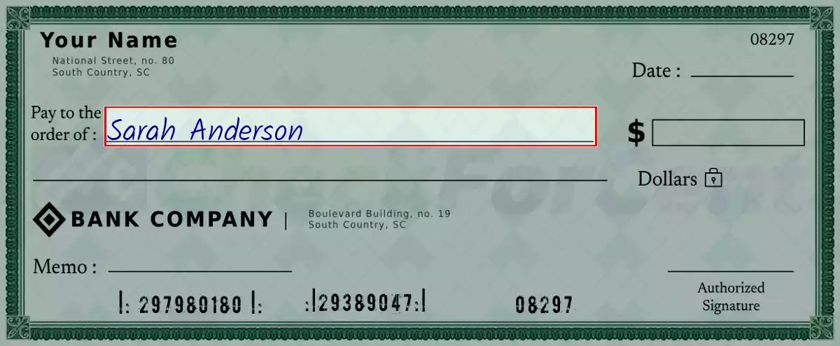Write the payee’s name on the 194 dollar check