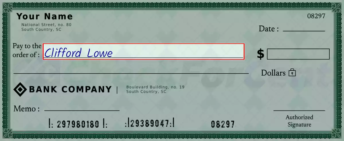 Write the payee’s name on the 2500 dollar check