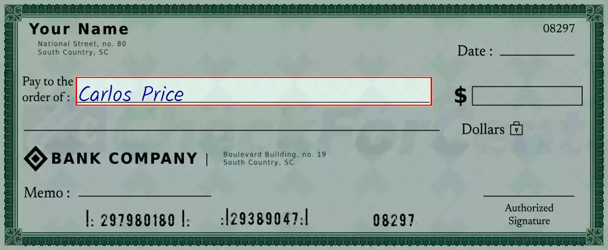Write the payee’s name on the 284 dollar check