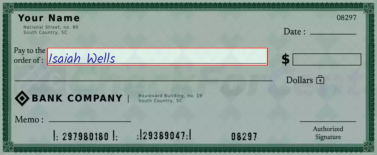 Write the payee’s name on the 286 dollar check