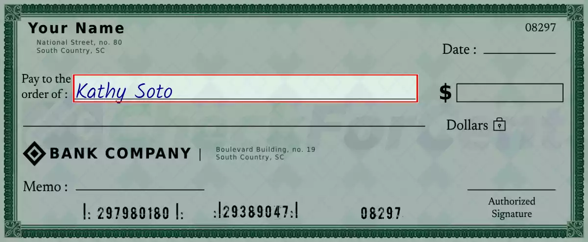 Write the payee’s name on the 2980 dollar check