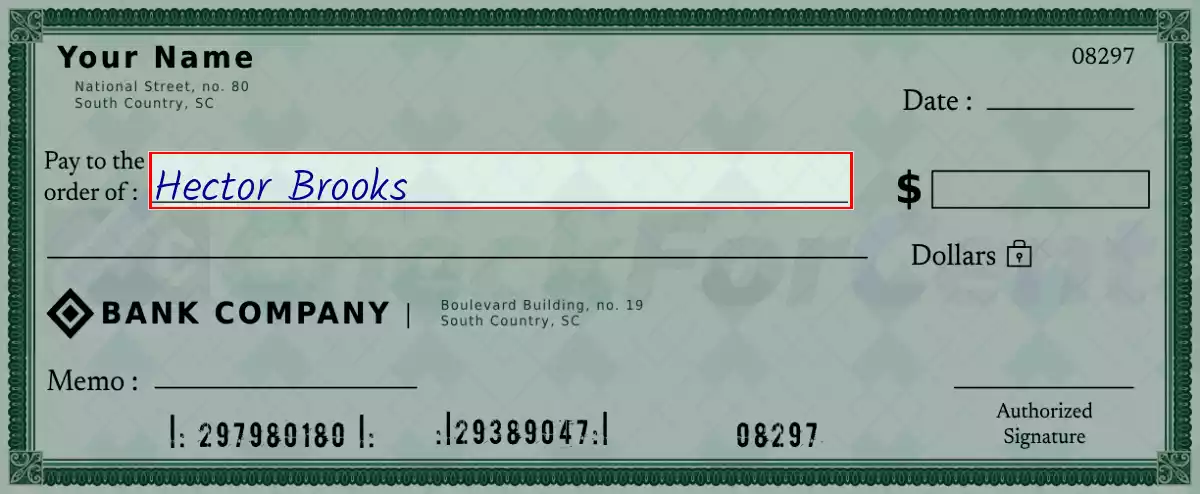 Write the payee’s name on the 3300 dollar check