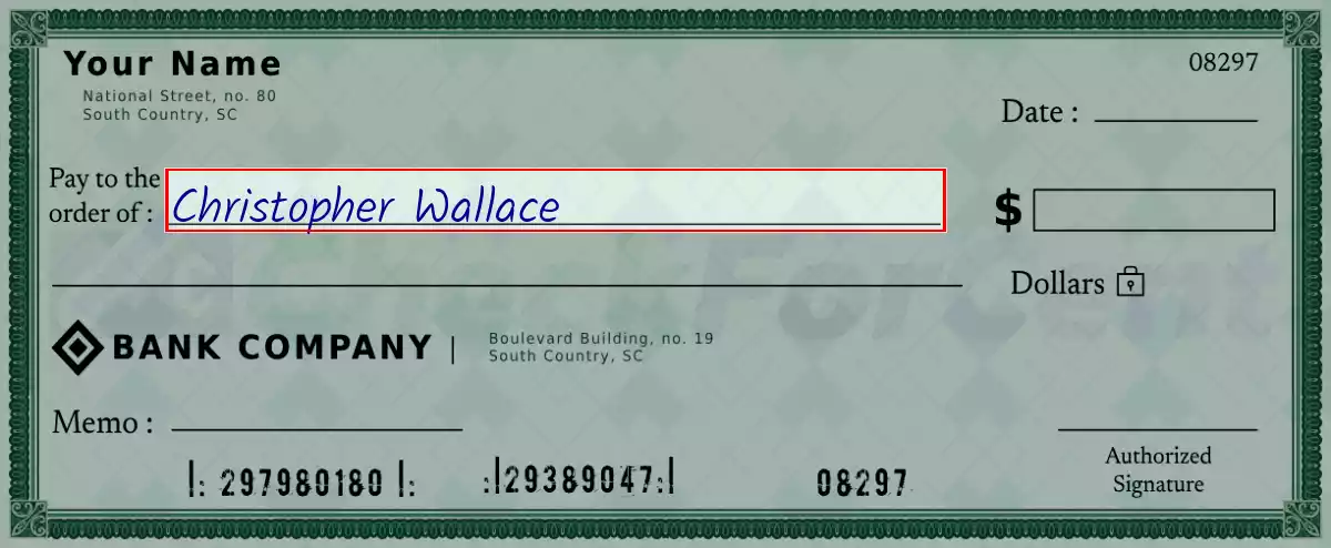 Write the payee’s name on the 368 dollar check