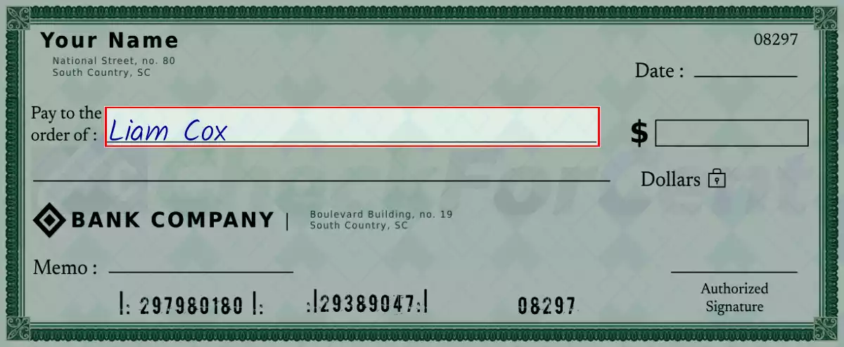 Write the payee’s name on the 375 dollar check