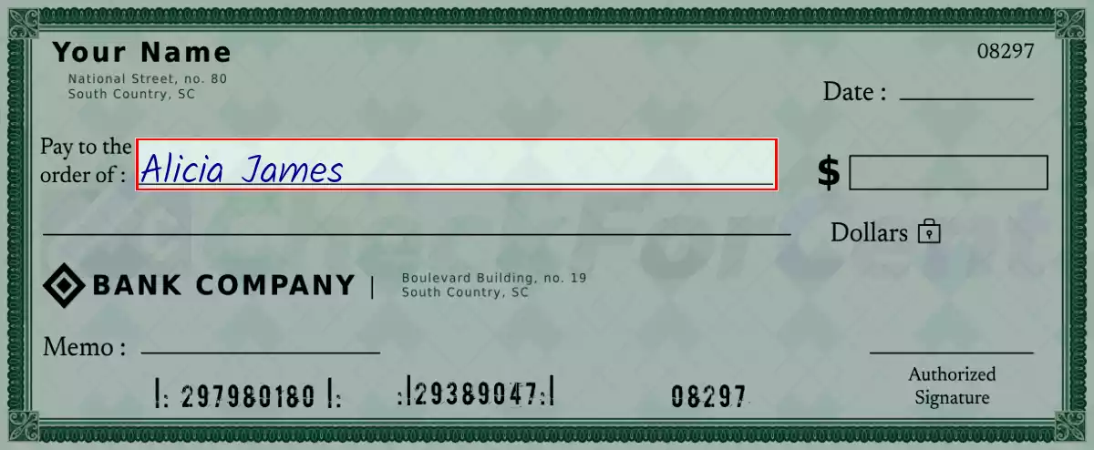 Write the payee’s name on the 3800 dollar check