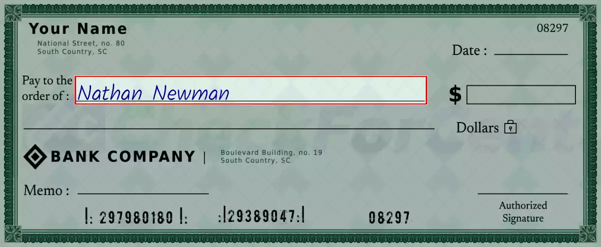 Write the payee’s name on the 3850 dollar check