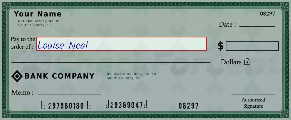 Write the payee’s name on the 403 dollar check