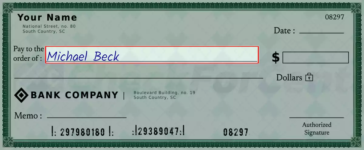 Write the payee’s name on the 4350 dollar check