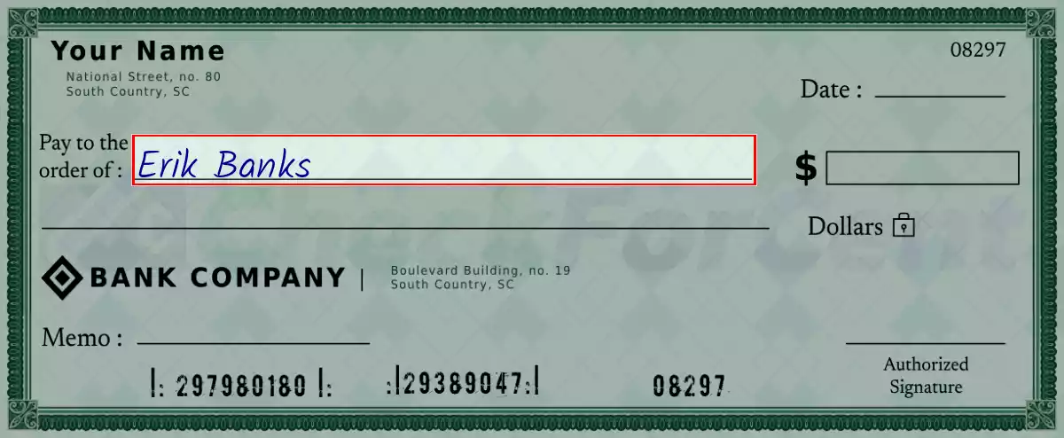 Write the payee’s name on the 4450 dollar check