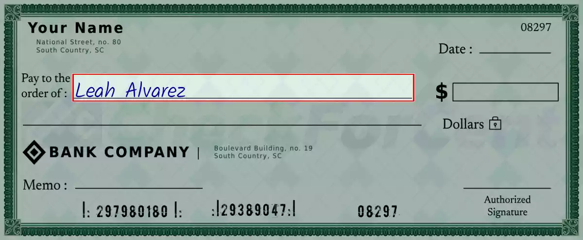 Write the payee’s name on the 487 dollar check