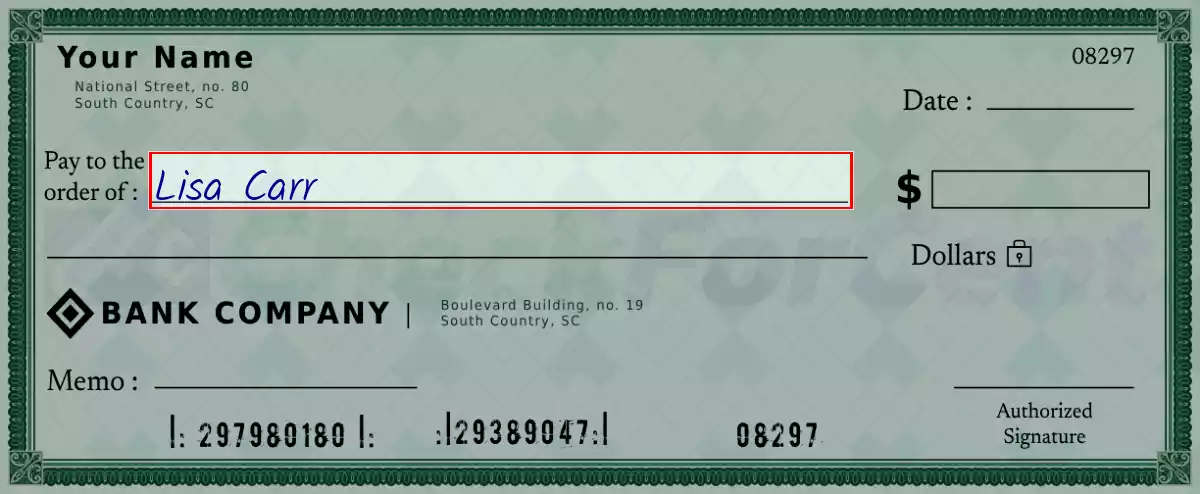 Write the payee’s name on the 515 dollar check