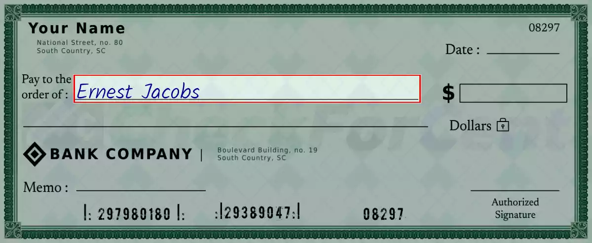 Write the payee’s name on the 518 dollar check