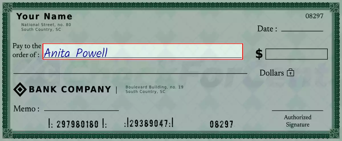 Write the payee’s name on the 634 dollar check