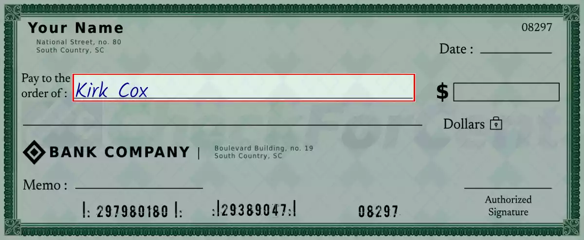 Write the payee’s name on the 69 dollar check
