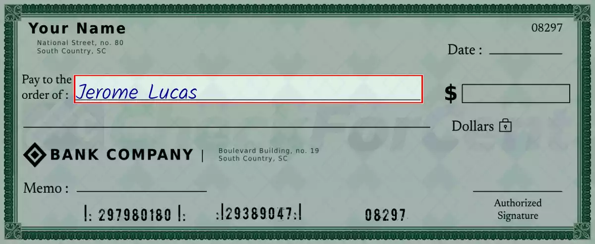 Write the payee’s name on the 70 dollar check