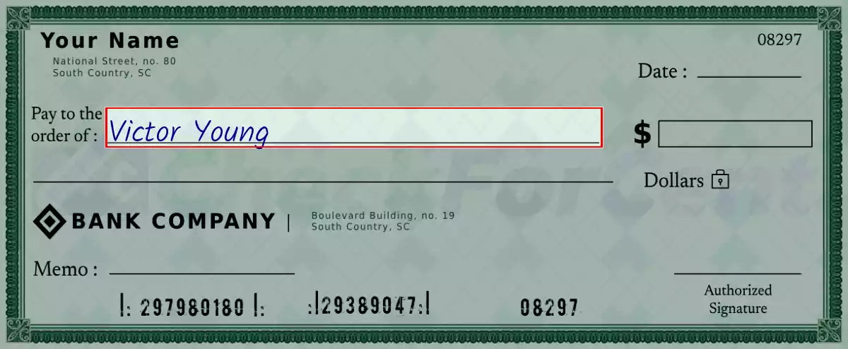 Write the payee’s name on the 7000 dollar check