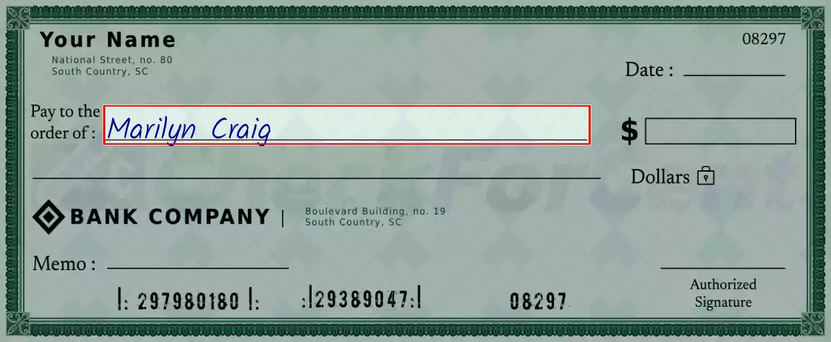 Write the payee’s name on the 712 dollar check