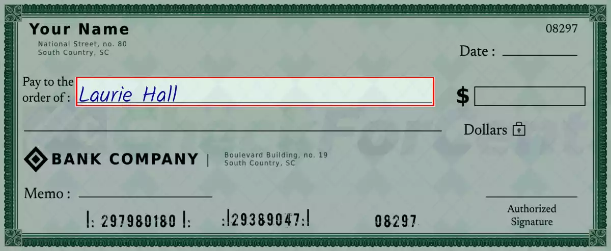 Write the payee’s name on the 742 dollar check