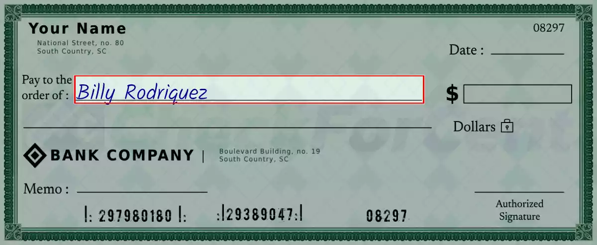 Write the payee’s name on the 790 dollar check