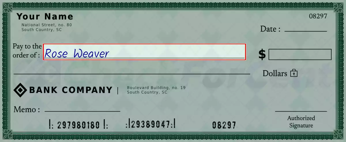 Write the payee’s name on the 816 dollar check