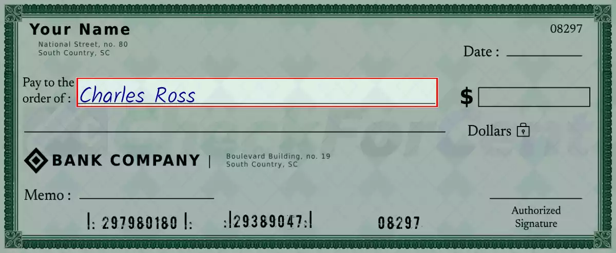 Write the payee’s name on the 82000 dollar check