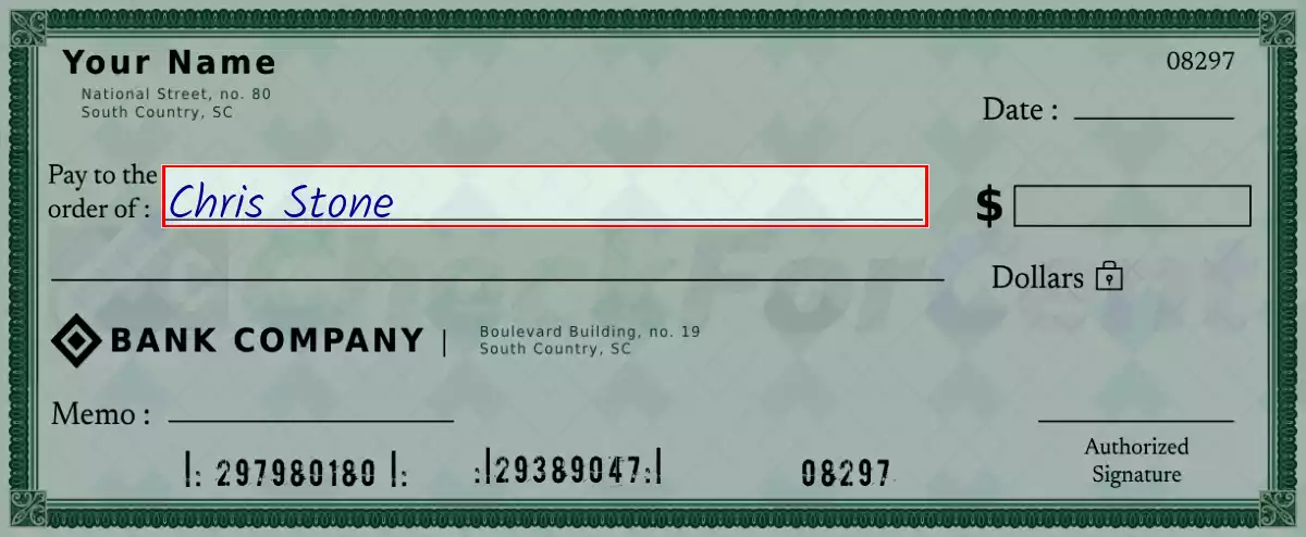 Write the payee’s name on the 84 dollar check