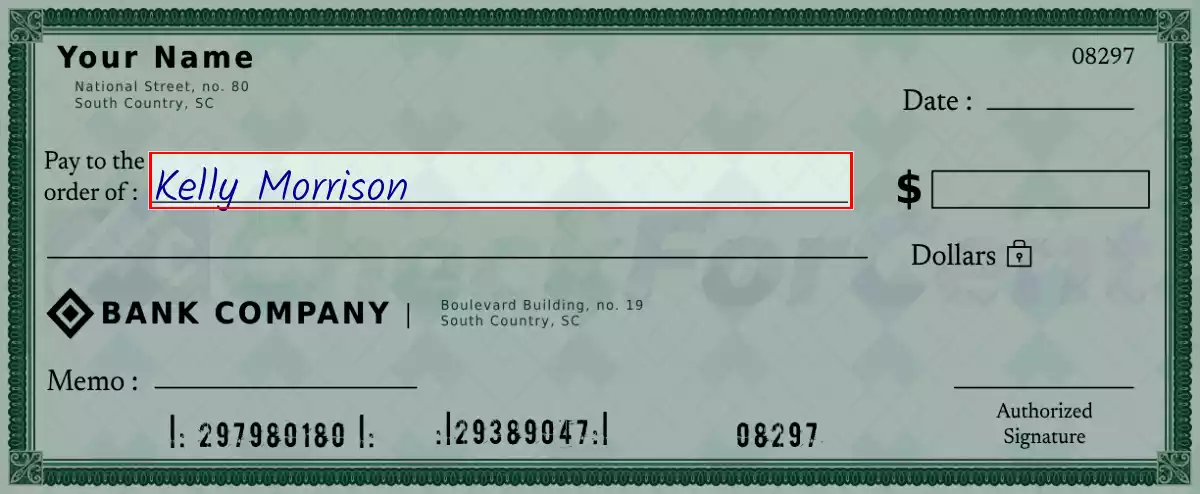 Write the payee’s name on the 90000 dollar check