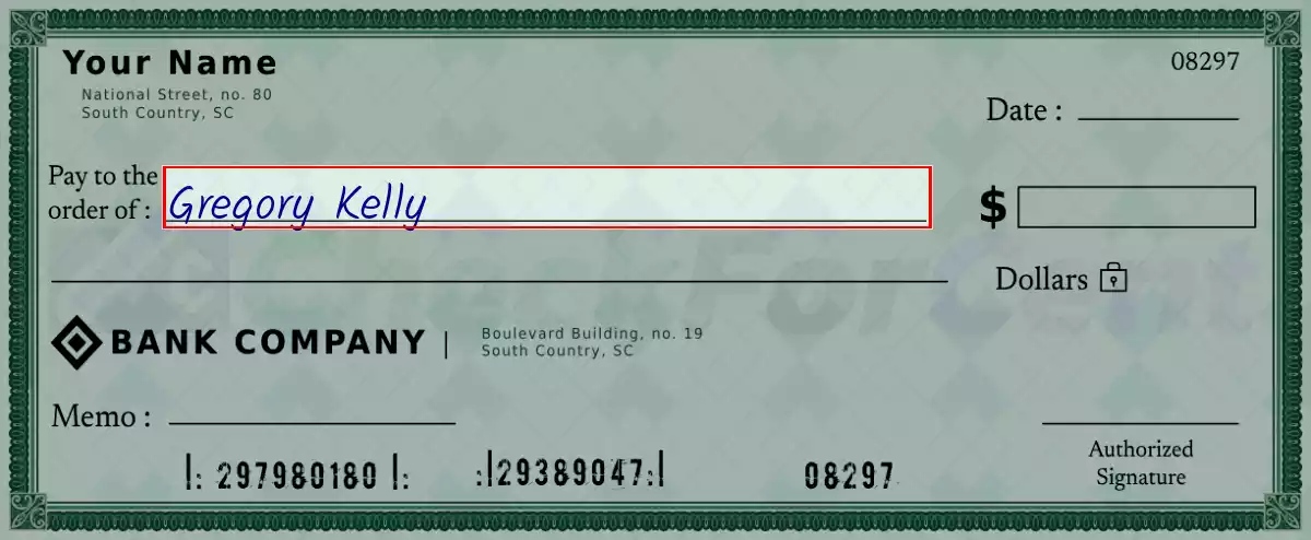 Write the payee’s name on the 91000 dollar check