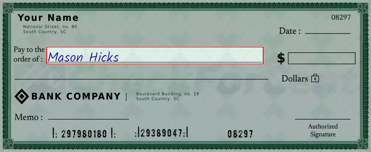 Write the payee’s name on the 92 dollar check
