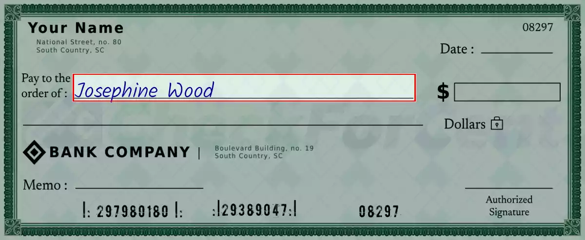 Write the payee’s name on the 98000 dollar check