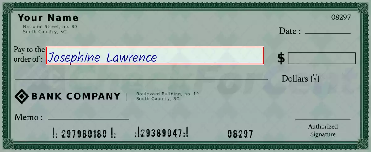 Write the payee’s name on the 995 dollar check