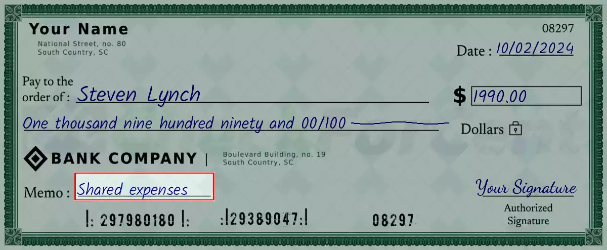 Write the purpose of the 1990 dollar check