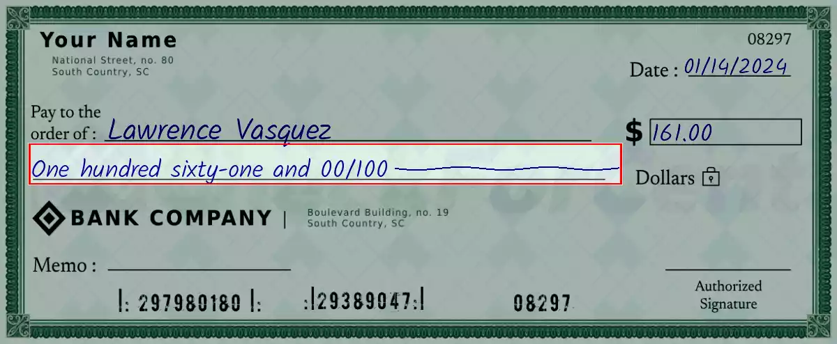 Write the spelling of 161 dollar