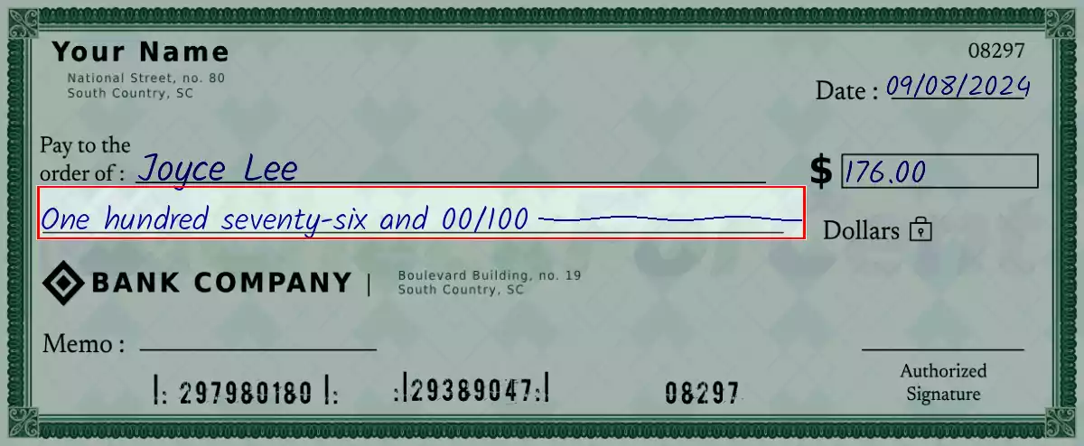 Write the spelling of 176 dollar