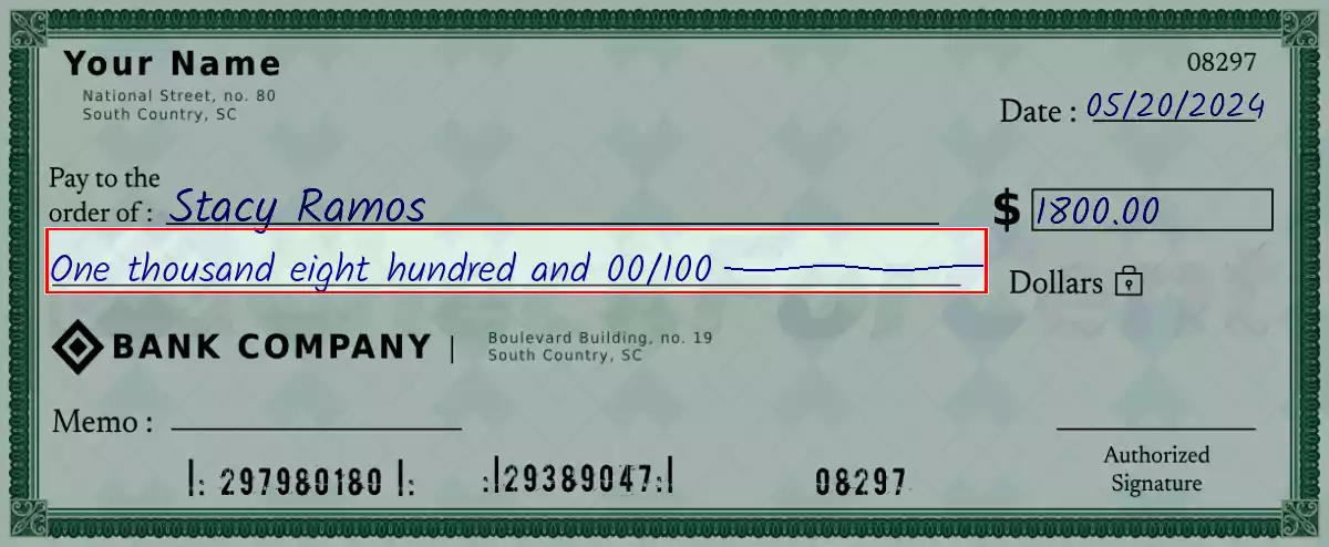 Write the spelling of 1800 dollar