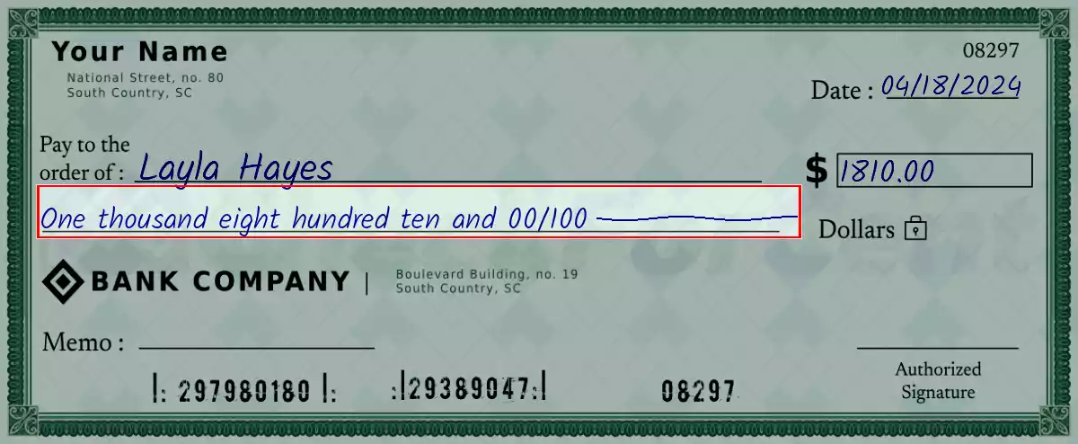 Write the spelling of 1810 dollar