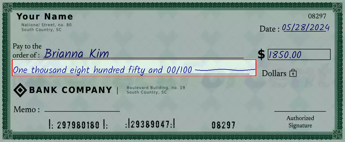 Write the spelling of 1850 dollar