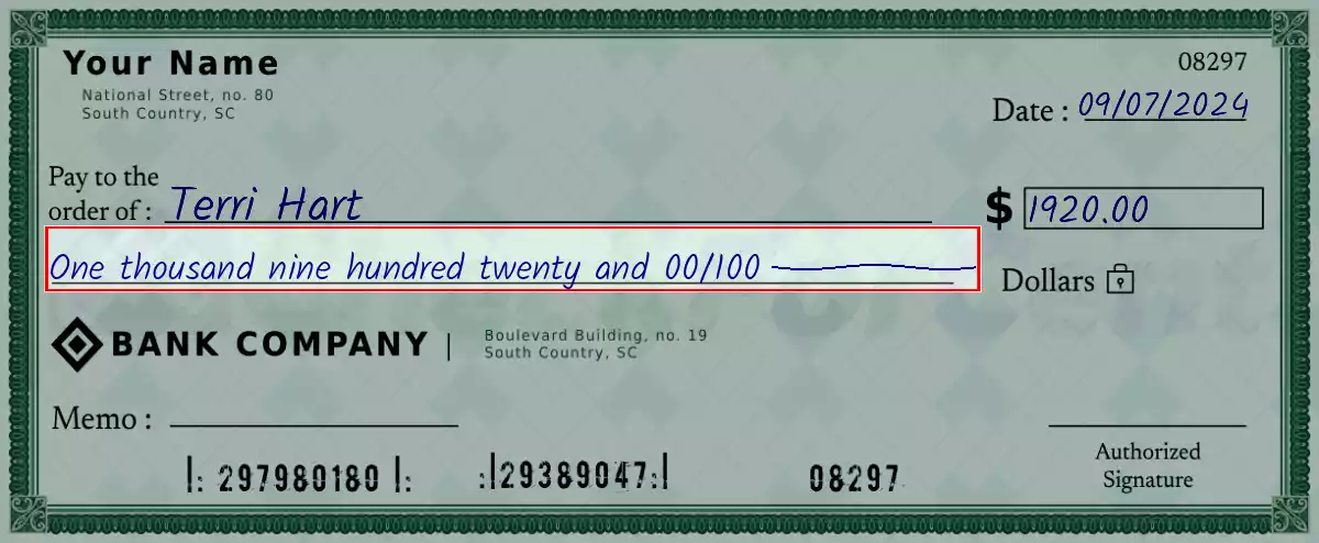 Write the spelling of 1920 dollar