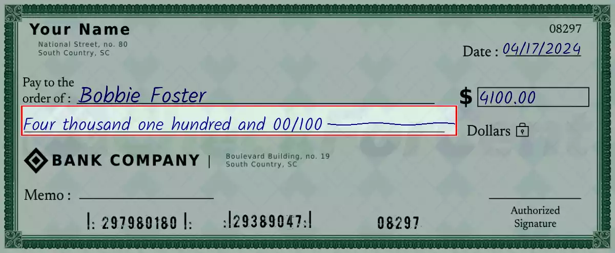 Write the spelling of 4100 dollar