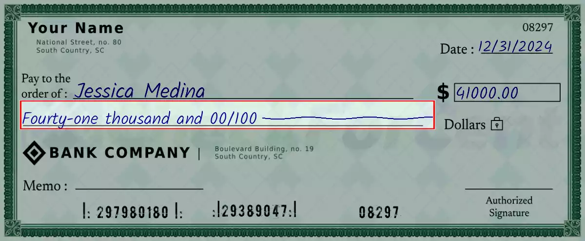 Write the spelling of 41000 dollar