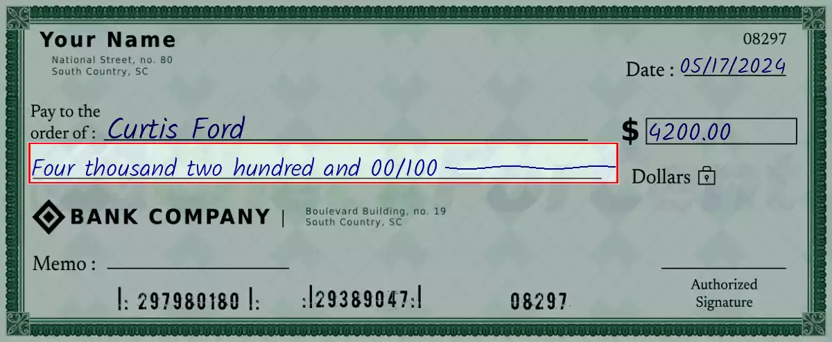 Write the spelling of 4200 dollar