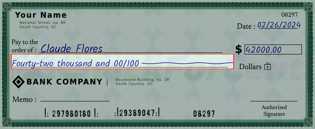 Write the spelling of 42000 dollar