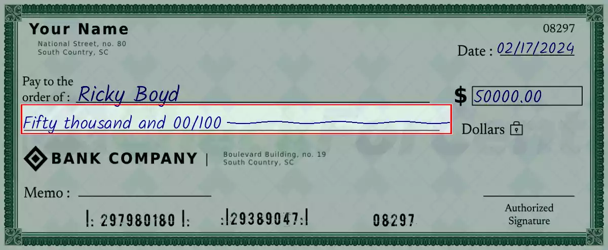 Write the spelling of 50000 dollar