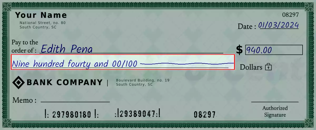 Write the spelling of 940 dollar