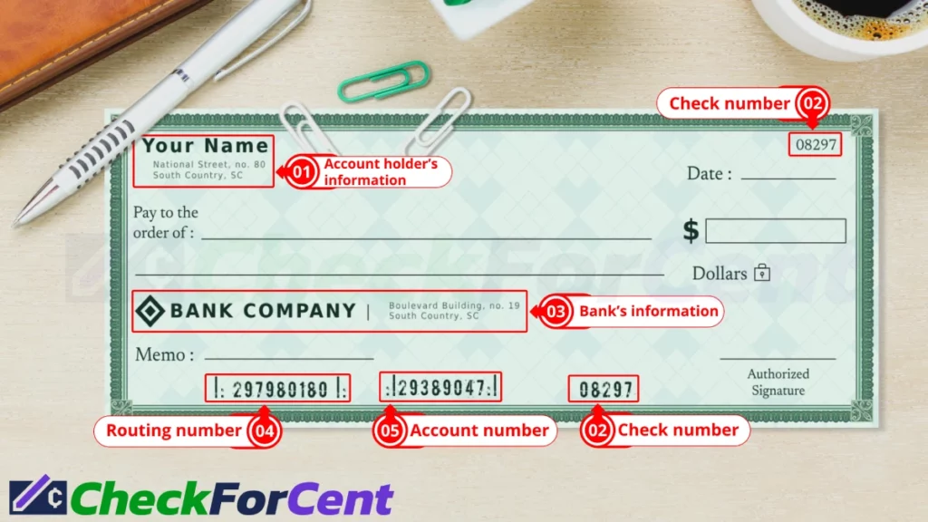 Other pre-printed elements of a check